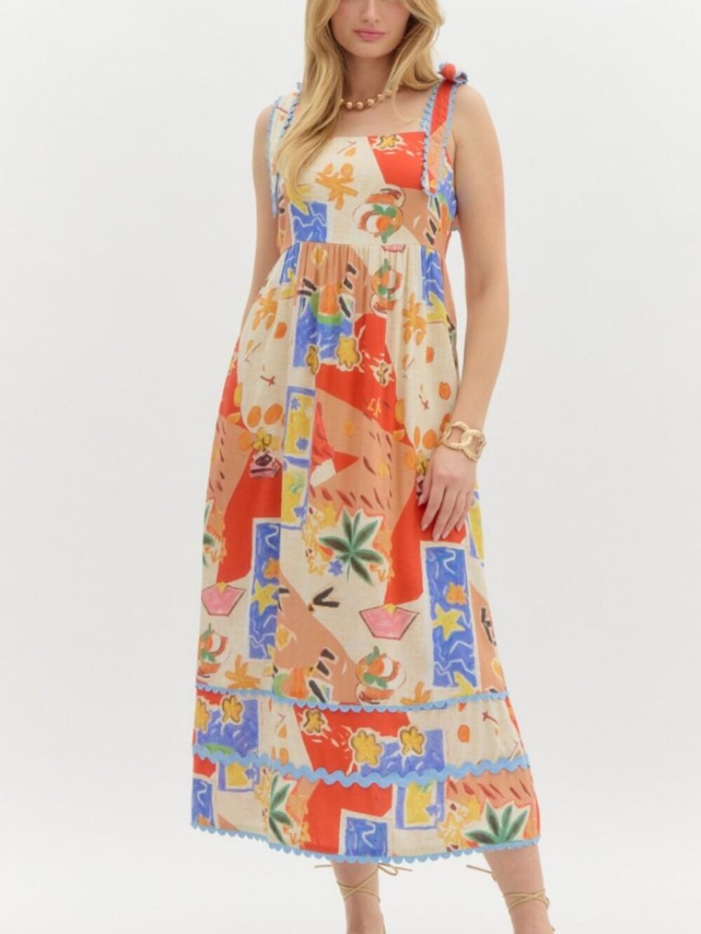 Entro Vacay Multicolor Midi Dress, Medium or Large
